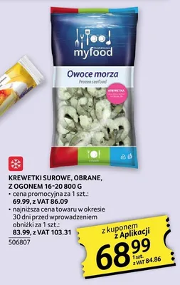 Krewetki surowe obrane z ogonem 16-20 myfood promocja w Selgros