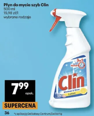 Płyn do mycia szyb Clin promocja w Delikatesy Centrum