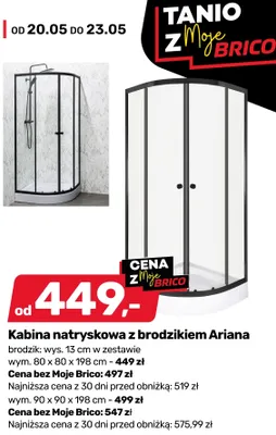 Kabina natryskowa z brodzikiem Ariana Bricomarche promocja w Bricomarche