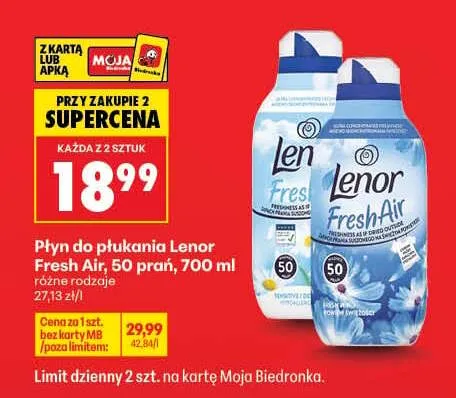 Płyn do płukania tkanin Fresh Air 50 prań promocja w Biedronka