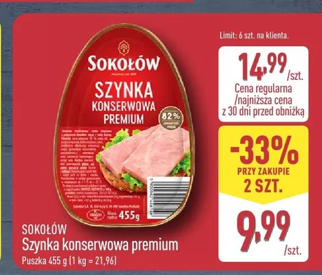 Szynka konserwowa premium Sokołów promocja w Aldi