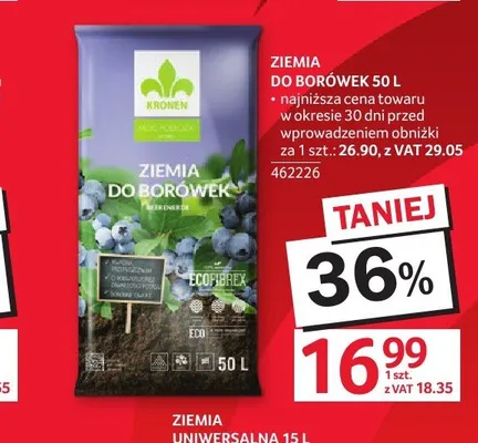 Ziemia do borówek Kronen promocja w Selgros