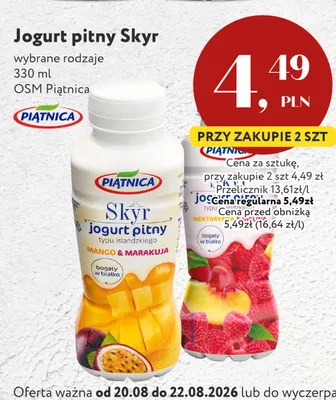 Jogurt pitny Skyr Nektarynka OSM Piątnica promocja w Market Point