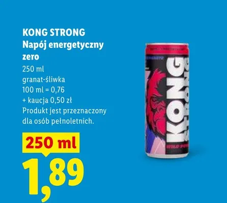 Napój energetyczny zero Kong Strong granat-śliwka promocja w Lidl