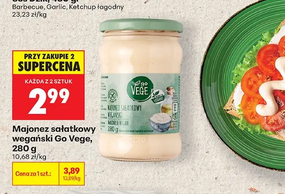 Majonez sałatkowy wegański Go Vege promocja w Biedronka