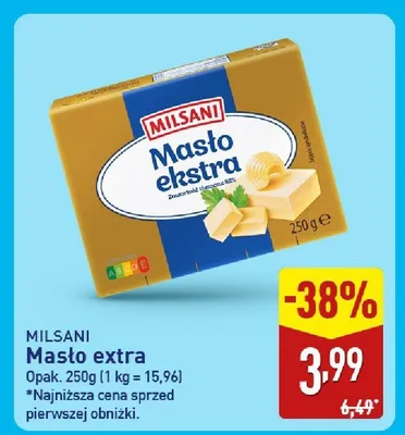 Masło extra Milsani promocja w Aldi