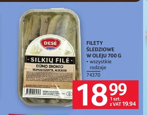 Filety śledziowe w oleju Desė promocja w Selgros