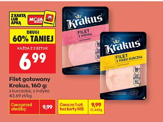 Filet gotowany Krakus z indyka 160g promocja w Biedronka