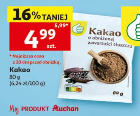 Kakao o obniżonej zawartości tłuszczu Auchan promocja w Auchan