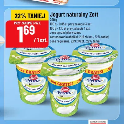 Jogurt naturalny Zott Primo promocja w POLOmarket