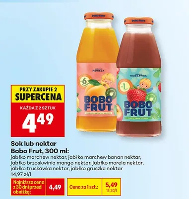 Sok lub nektar jabłko marchew promocja w Biedronka