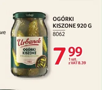 Ogórki kiszone 920 g Urbanek promocja w Selgros