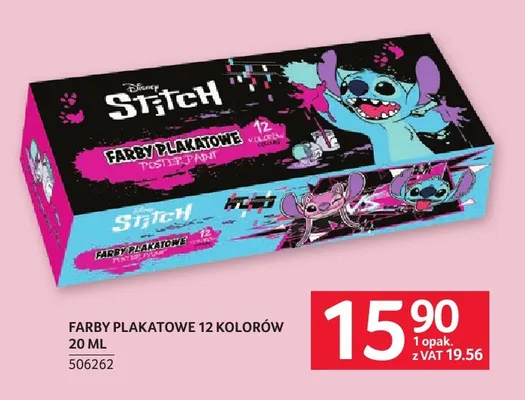 Farby plakatowe 12 kolorów Disney Stitch promocja w Selgros