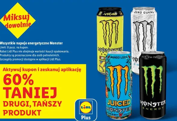 Napój energetyczny wszystkie rodzaje promocja w Lidl