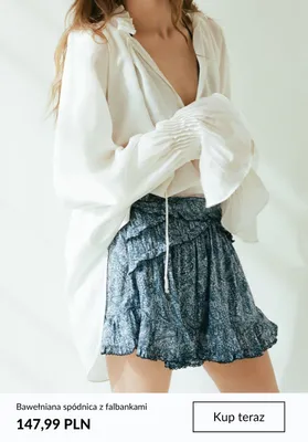 Spódnica bawełniana z falbankami promocja w H&M