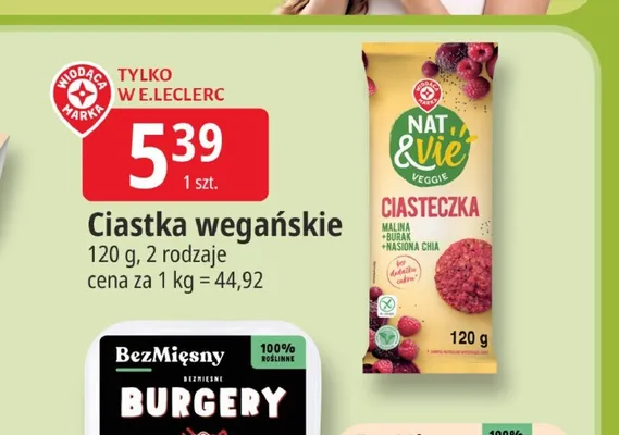 Ciastka wegańskie Nat & Vie promocja w Leclerc