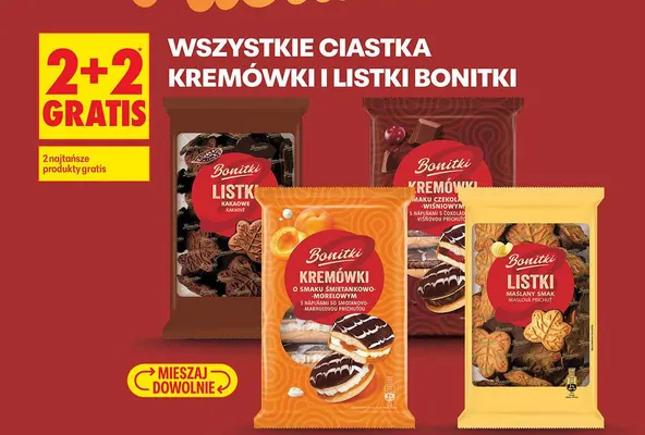Ciastka Kremówki o smaku śmietankowo-morelowym Bonitki promocja w Biedronka