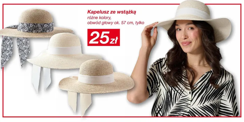 Kapelusz ze wstążką obwód głowy ok. 57cm promocja w KiK