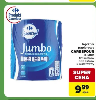 Ręcznik papierowy Carrefour Essential Jumbo promocja w Carrefour Express