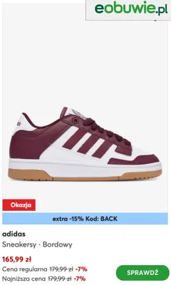 Sneakersy Adidas bordowe promocja w eobuwie.pl