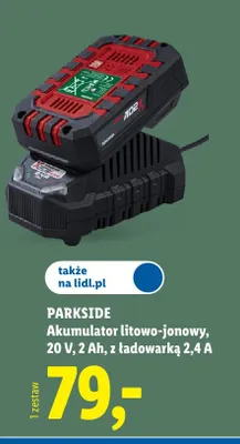 Akumulator litowo-jonowy Parkside 20V 2Ah z ładowarką 2,4A promocja w Lidl