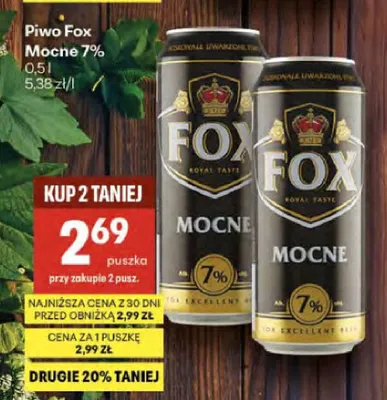 Piwo Fox Mocne 7% promocja w Delikatesy Centrum