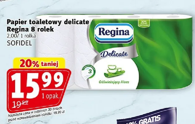 Papier toaletowy delicate Regina 8-pak promocja w Prim Market