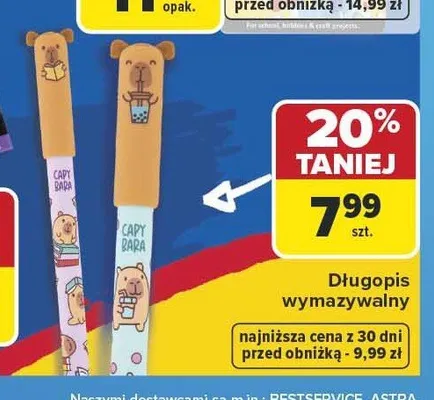 Długopis wymazywalny Capy Bara promocja w Carrefour