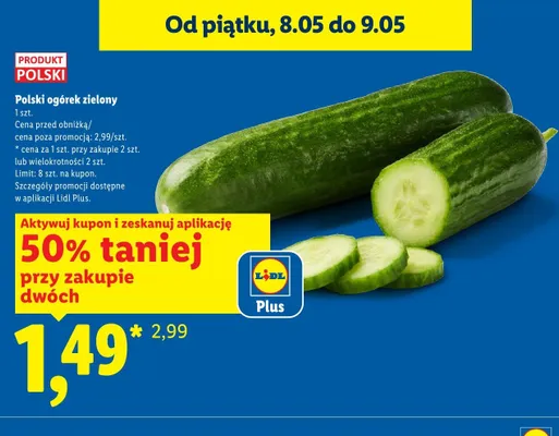 Ogórek zielony polski promocja w Lidl