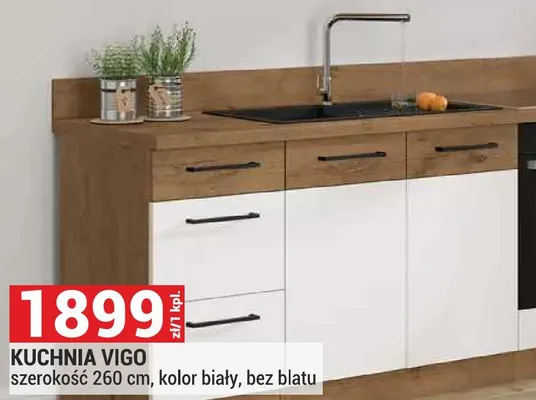 Kuchnia Vigo szerokość 260cm kolor biały bez blatu promocja w Merkury Market