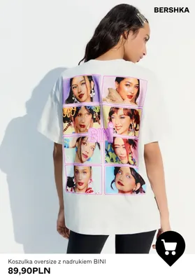 Koszulka oversize z nadrukiem BINI Bershka promocja w Bershka