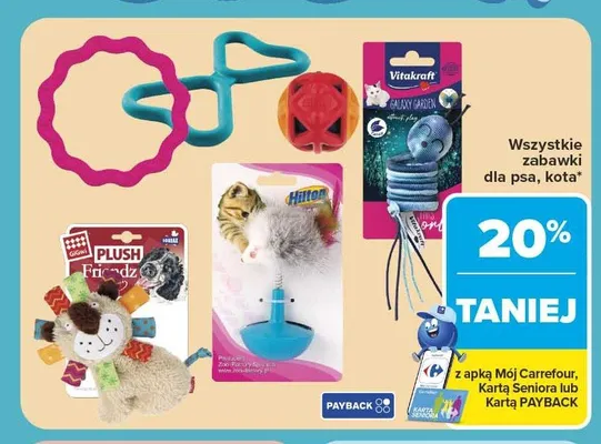 Zabawki dla psa, kota promocja w Carrefour