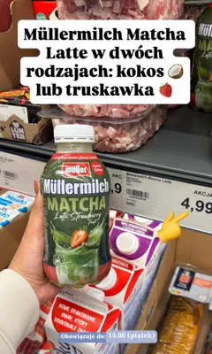 Napój mleczny Müllermilch Matcha Latte Strawberry Taste promocja w Aldi