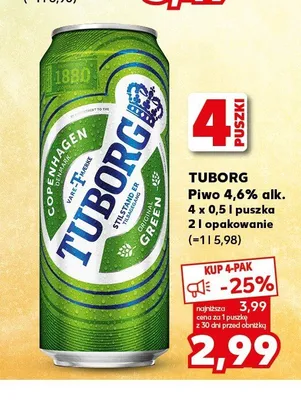 Piwo Tuborg 4-pak promocja w Kaufland