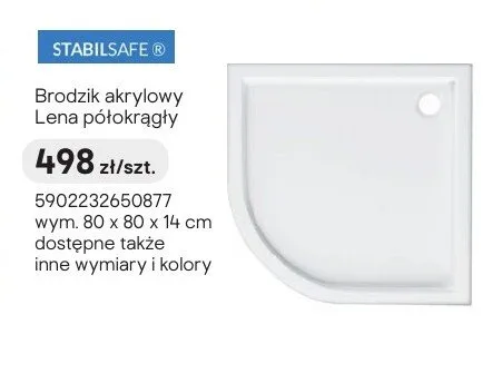 Brodzik akrylowy Schedpol Lena New półokrągły promocja w Castorama