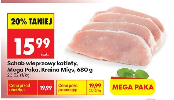 Schab wieprzowy kotlety, Mega Paka, Kraina Mięs promocja w Biedronka