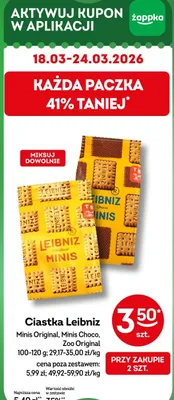 Ciastka Leibniz Minis Original, Minis Choco, Zoo Original promocja w Żabka
