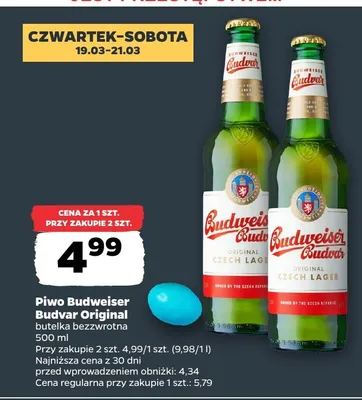 Piwo Budvar Original butelka bezwrotna promocja w Netto