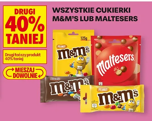 Wszystkie cukierki M&M's lub Maltesers DRUGIE -40% promocja w Biedronka