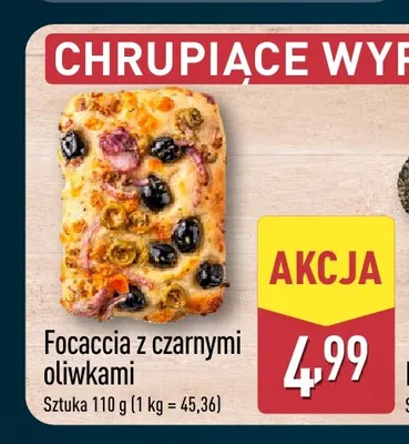 Focaccia z czarnymi oliwkami promocja w Aldi