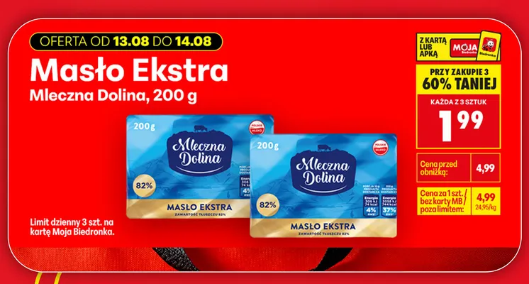Masło Ekstra Mleczna Dolina promocja w Biedronka