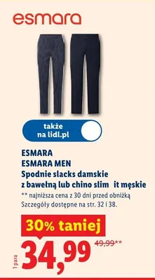 Spodnie chino slim fit męskie promocja w Lidl