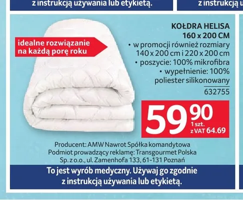 Kołdra Helisa 160x200 cm promocja w Selgros