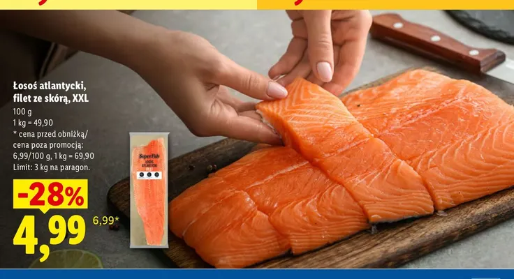 Łosoś atlantycki filet ze skórą XXL SuperFish promocja w Lidl