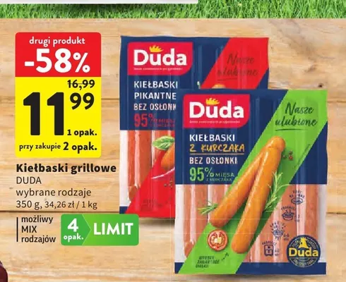 Kiełbaski grillowe z kurczaka Duda promocja w Intermarche