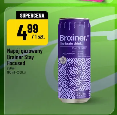 Napój gazowany Brainer Stay Focused Jagoda-Mango promocja w POLOmarket