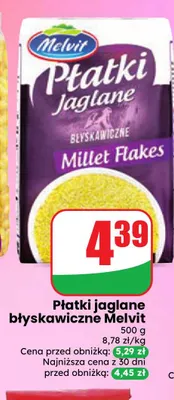 Płatki jaglane błyskawiczne Melvit promocja w Dino