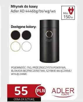 Młynek do kawy Adler AD 4446bg/bs/wg/ws promocja w kakto.pl