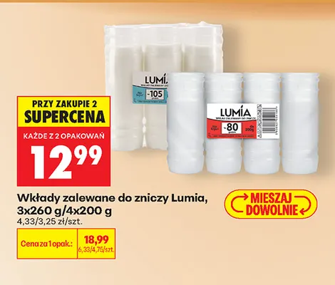 Wkłady zalewane do zniczy Lumia 4-pak 200 g promocja w Biedronka