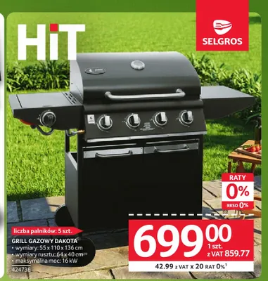 Grill gazowy Dakota promocja w Selgros